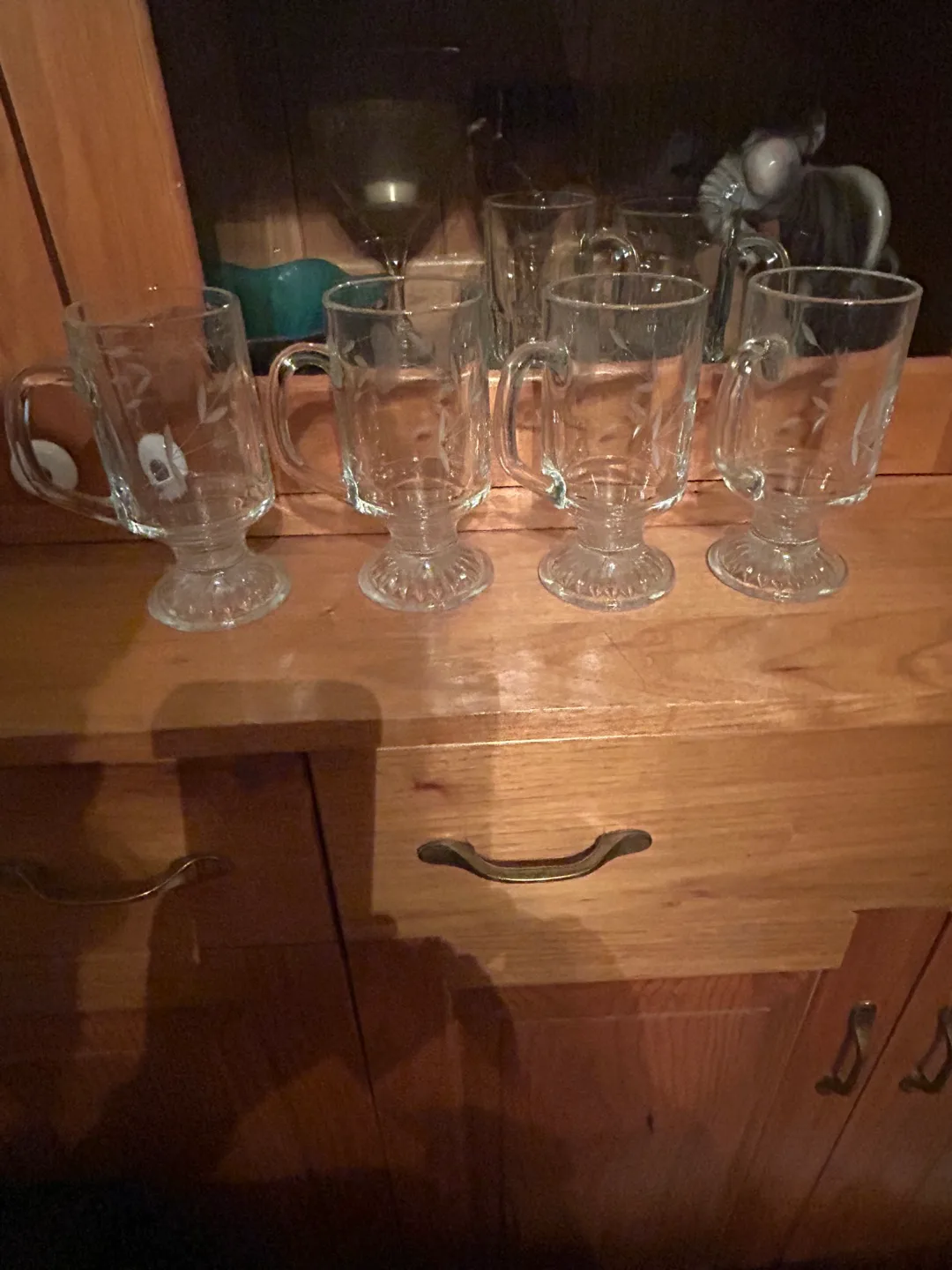 Set of 4 Etched Glass Coffee Mugs.  #freecycle