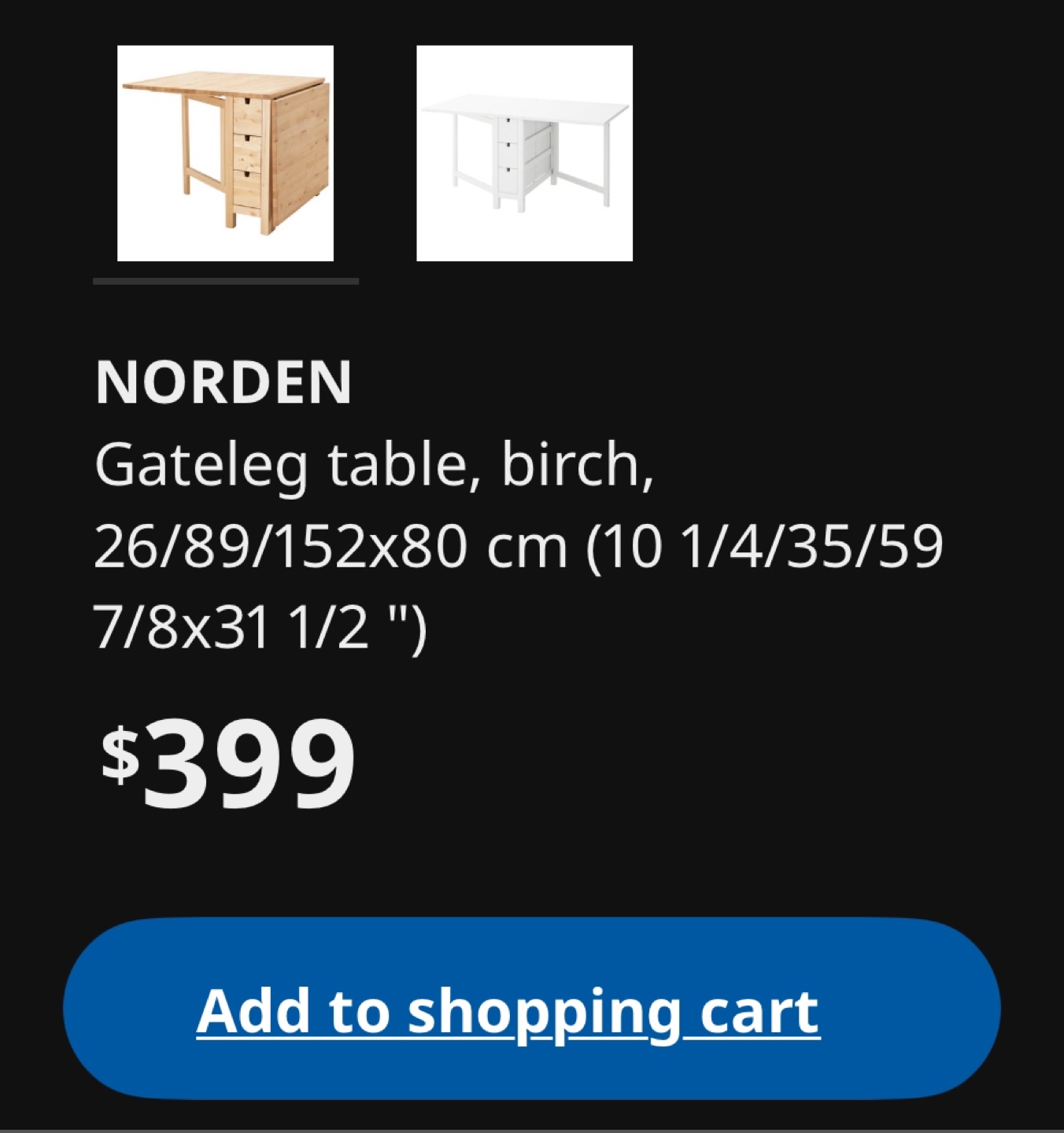 IKEA NORDEN Gateleg Table - Birch - photo 2