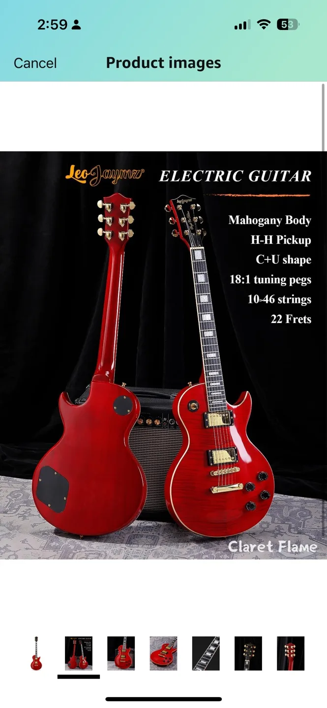 Brand New LeoJaymz Electric Guitar in Claret Flame image indicator(5)