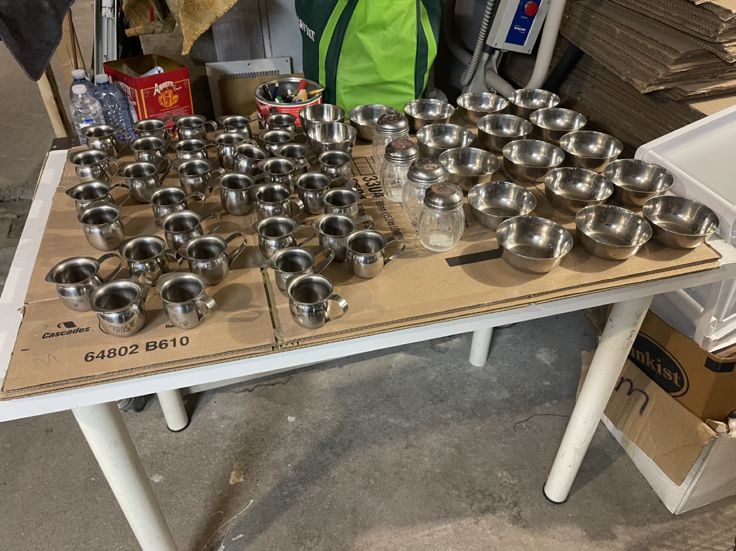 Bulk Lot of Stainless Steel Creamers and Bowls