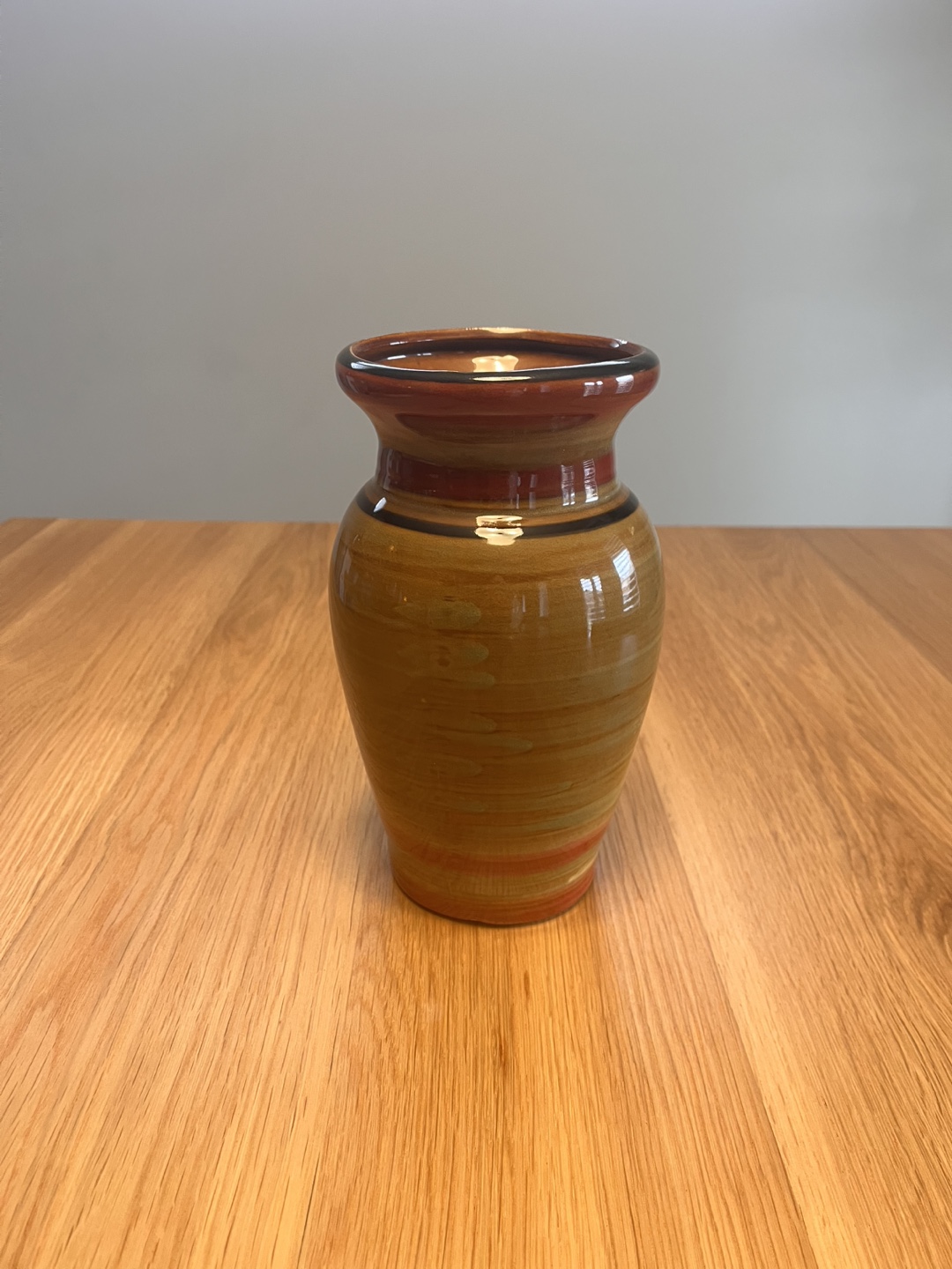 Small Ceramic Vase, Brown and Yellow Tones