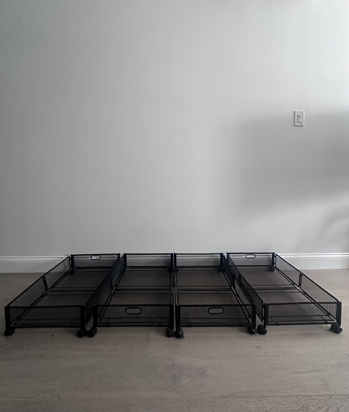 Set of 4 Black Metal Rolling Underbed Storage Drawers - photo 3