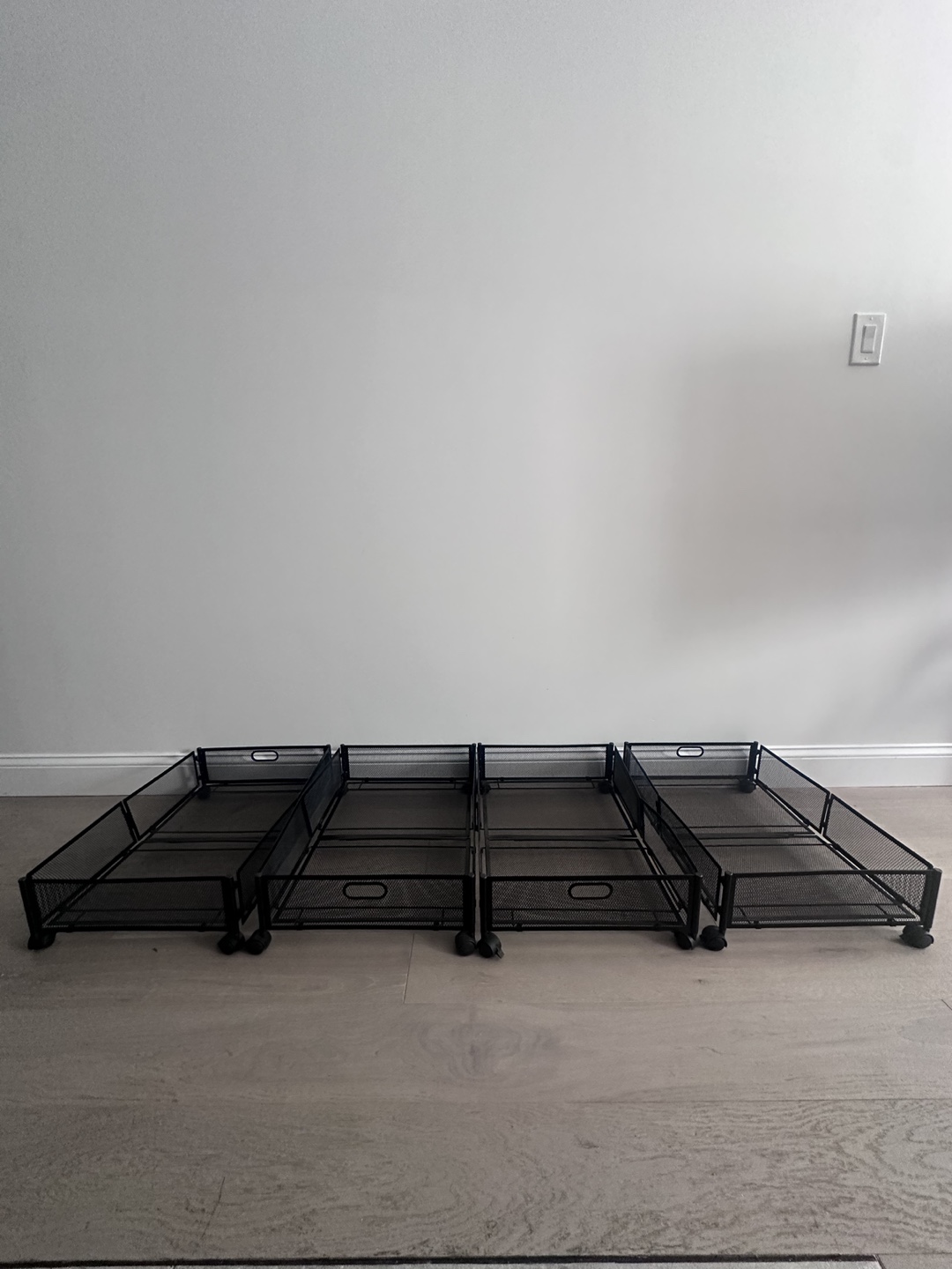 Set of 4 Black Metal Rolling Underbed Storage Drawers - photo 2
