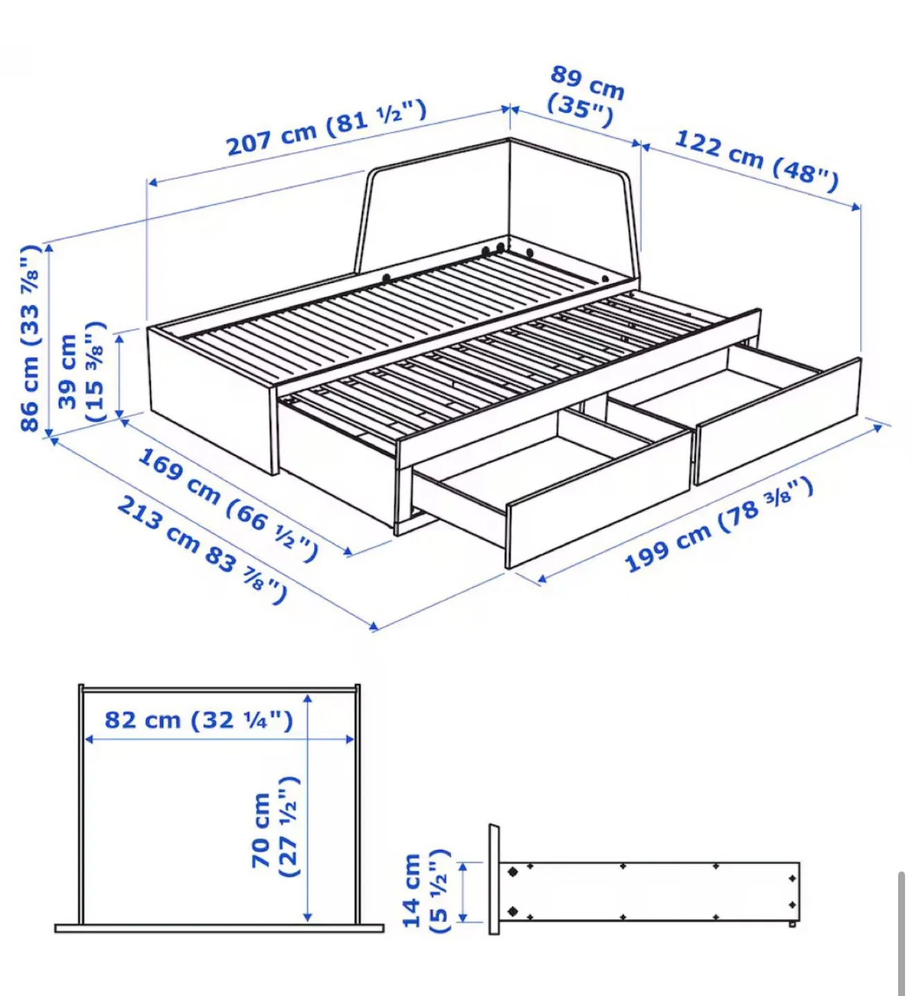 IKEA FLEKKE Day Bed with 2 Drawers - Black-Brown image indicator(4)