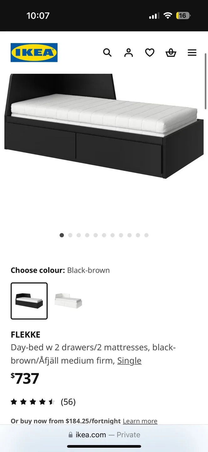 IKEA FLEKKE Day Bed with 2 Drawers - Black-Brown image indicator(6)