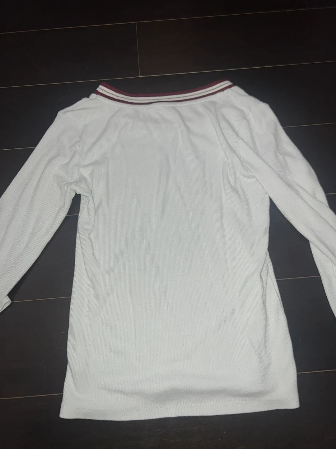 Women's White Long Sleeve Ribbed Top Size Small image indicator(2)