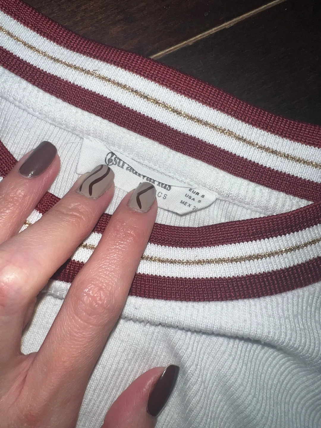 Women's White Long Sleeve Ribbed Top Size Small image indicator(3)