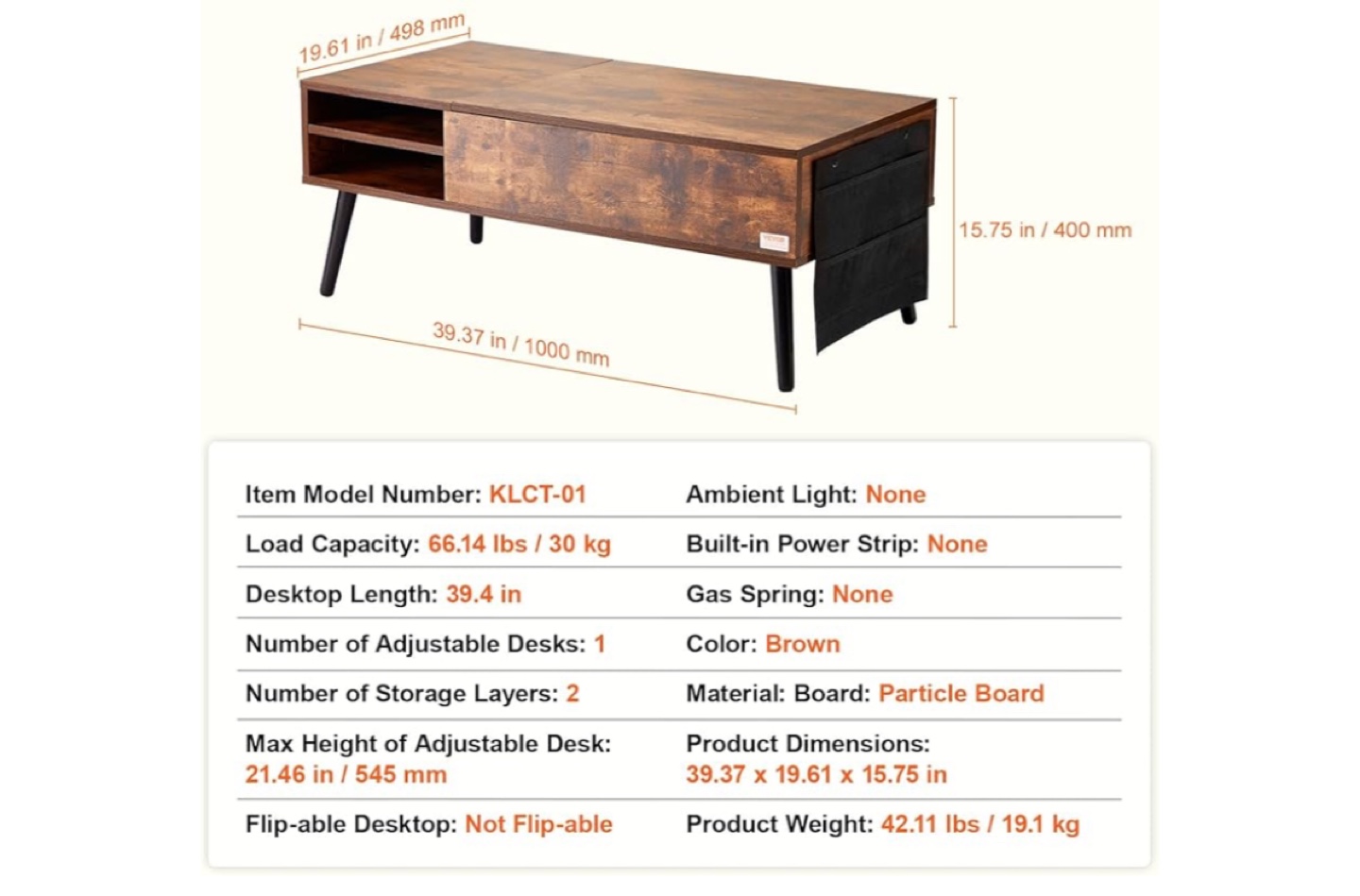 Lift-Top Coffee Table with Storage - photo 2
