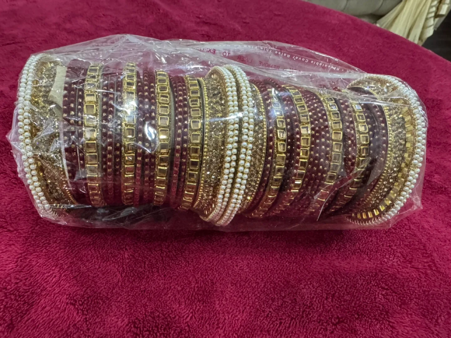 Burgundy and Gold Bangles Set image indicator(3)
