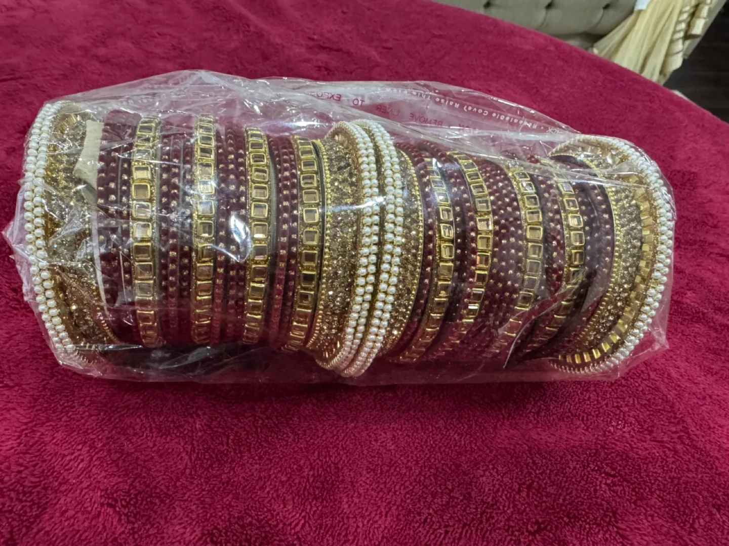 Burgundy and Gold Bangles Set image indicator(2)