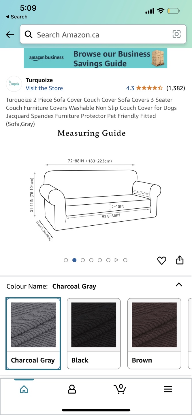 Turquoise 3-Seater Sofa Cover - Charcoal Gray - photo 2