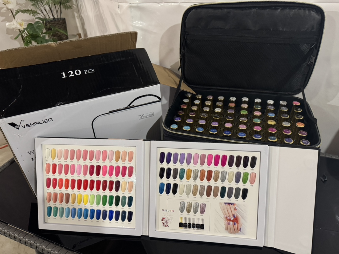 120-Piece VENALISA Gel Nail Polish Kit with Case & Display Book