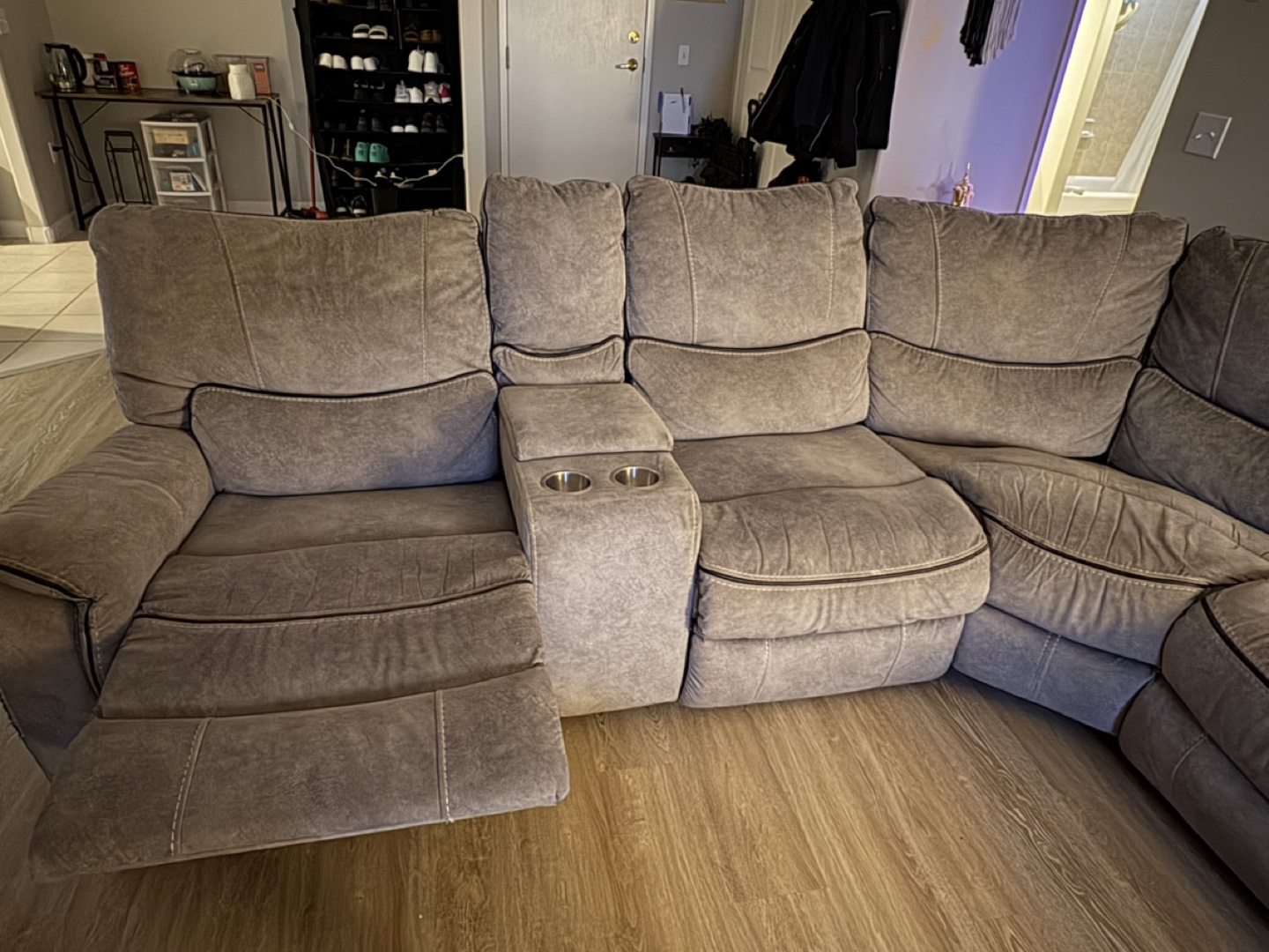 Grey Sectional Reclining Sofa - photo 5