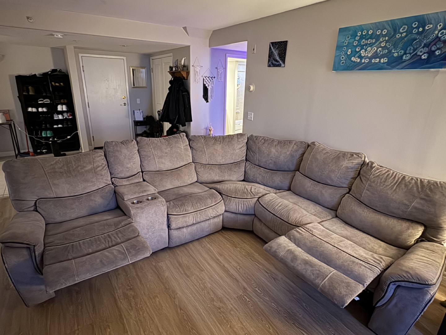 Grey Sectional Reclining Sofa - photo 2