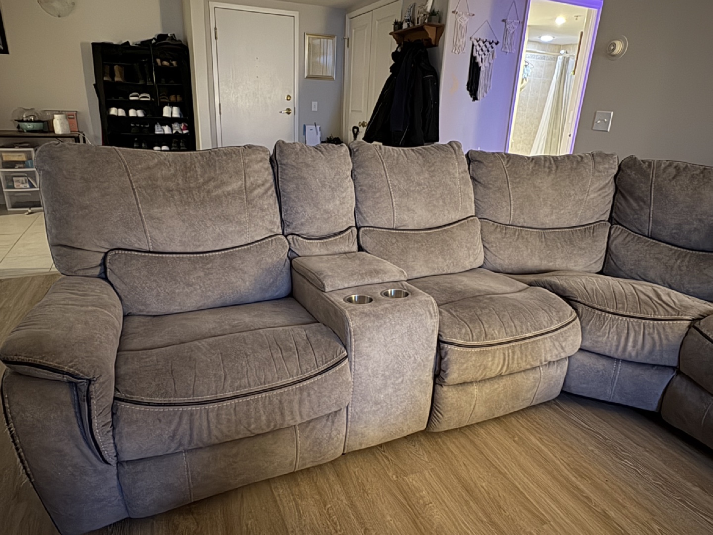 Grey Sectional Reclining Sofa - photo 3
