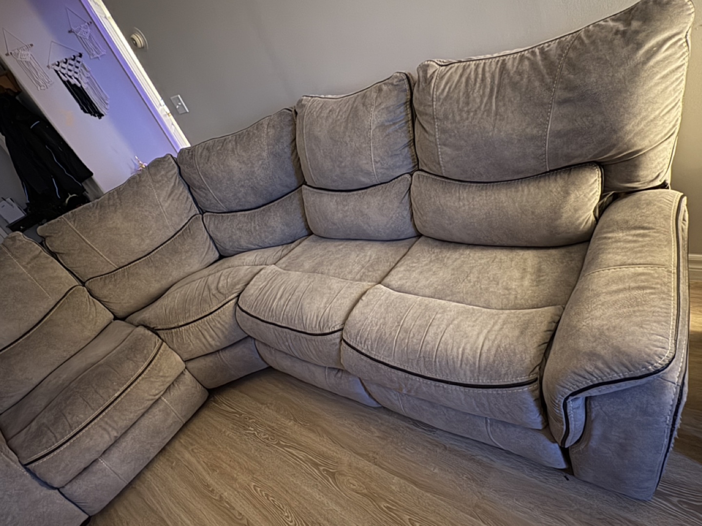 Grey Sectional Reclining Sofa - photo 4