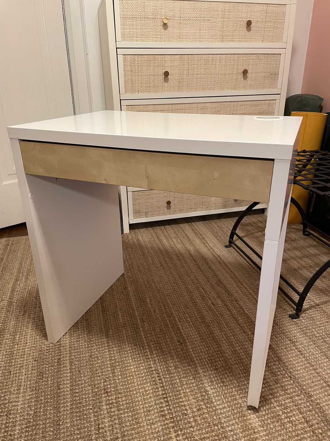 IKEA Micke White Desk with Birch Drawer