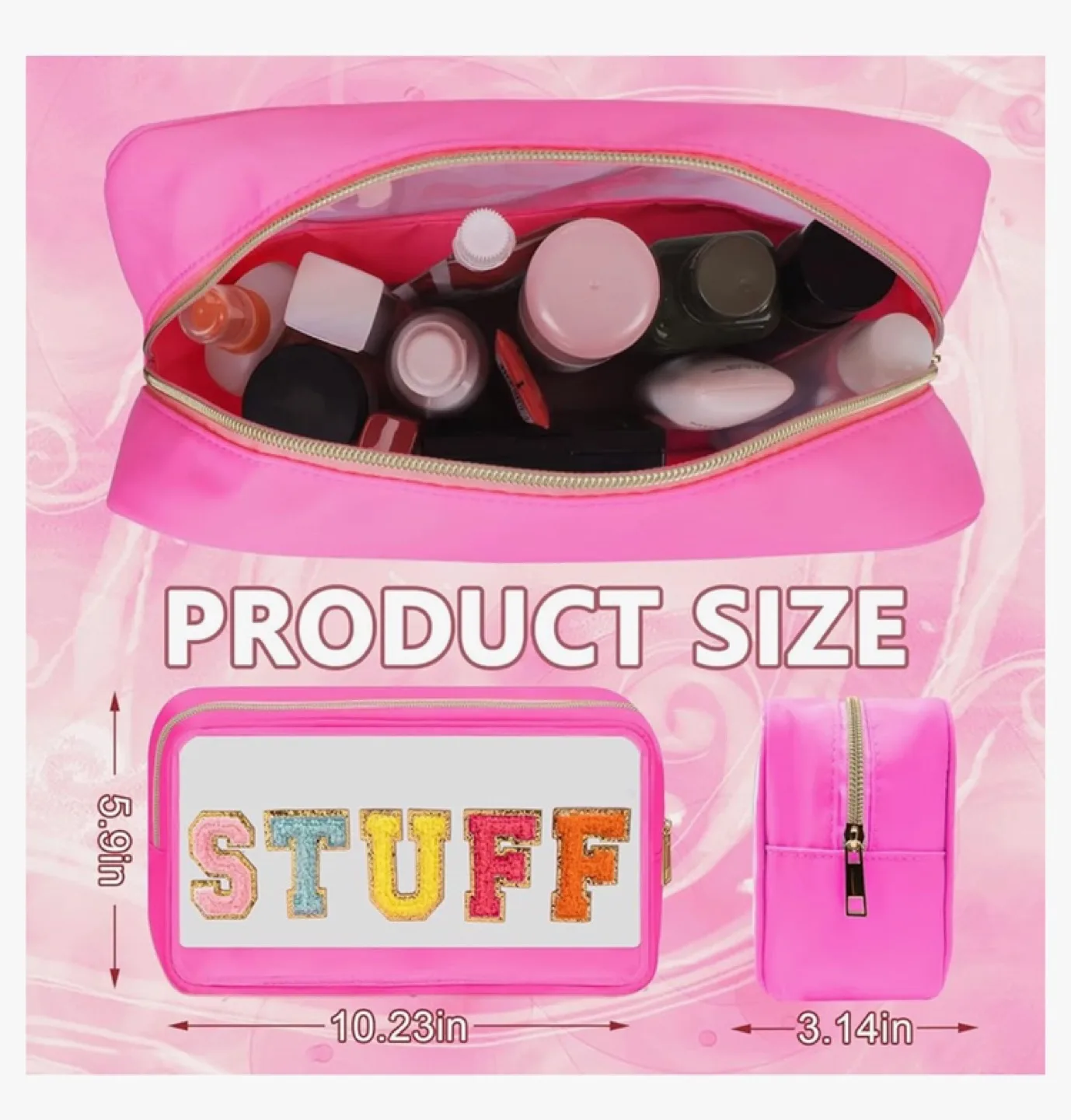 Clear PVC Makeup Bag with Embroidered Word Design image indicator(3)