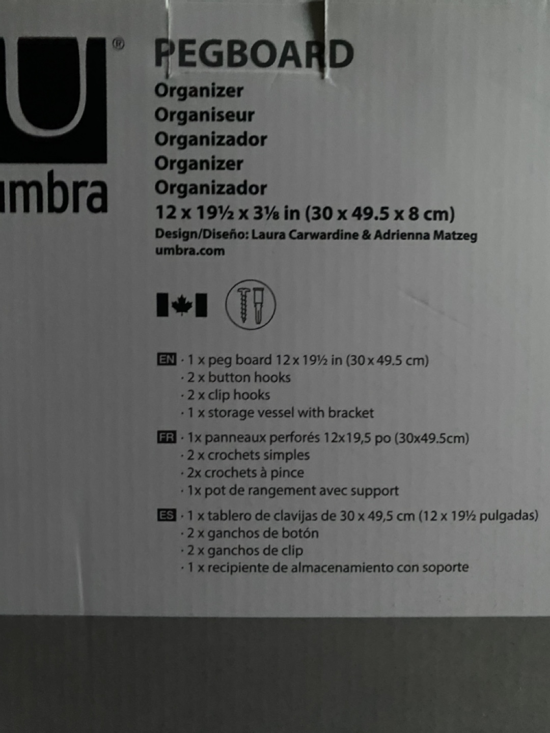 Umbra Pegboard Organizer - White - photo 3