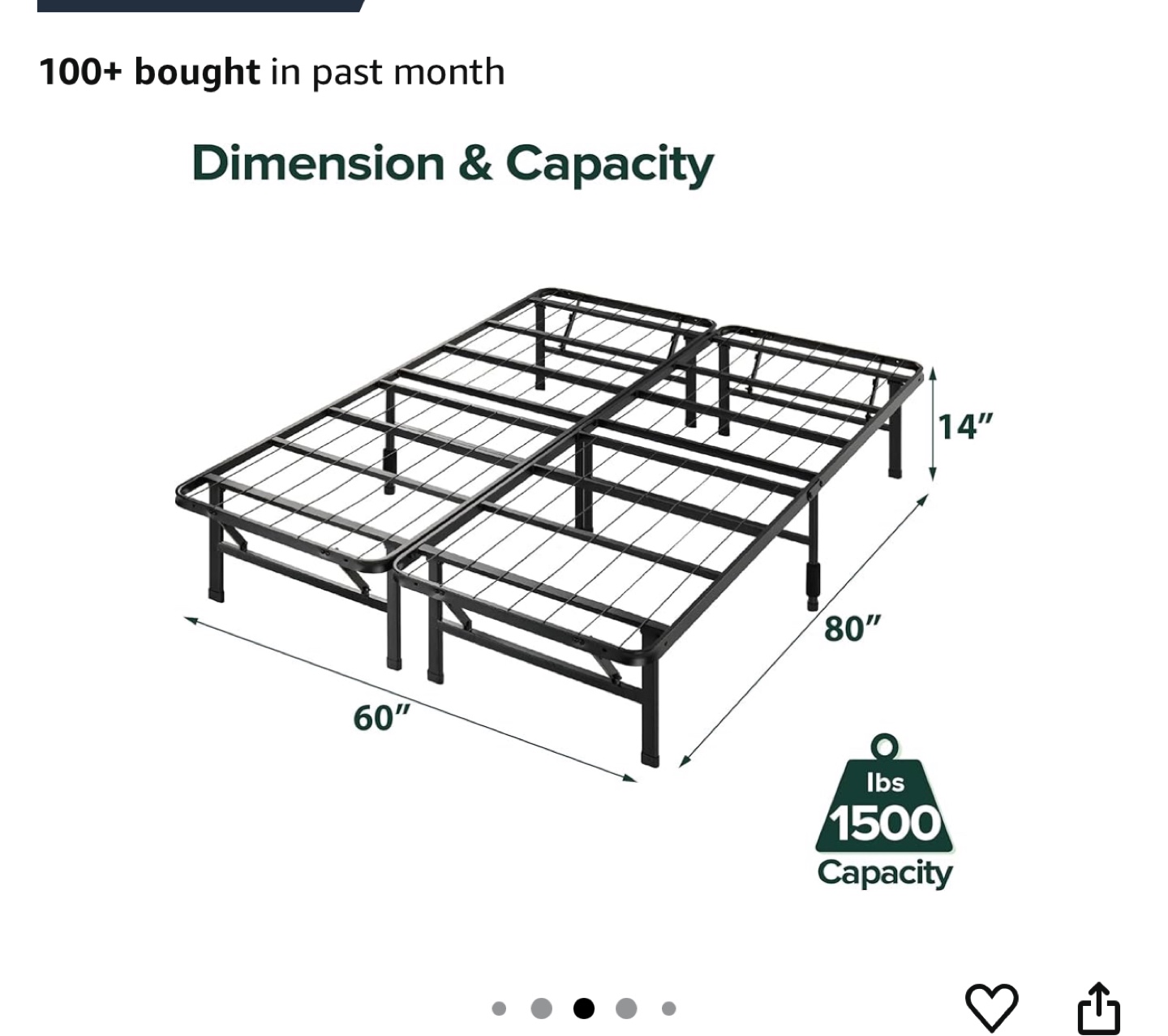 Queen Metal Bed Frame - Heavy Duty - 1500 lbs Capacity - photo 3