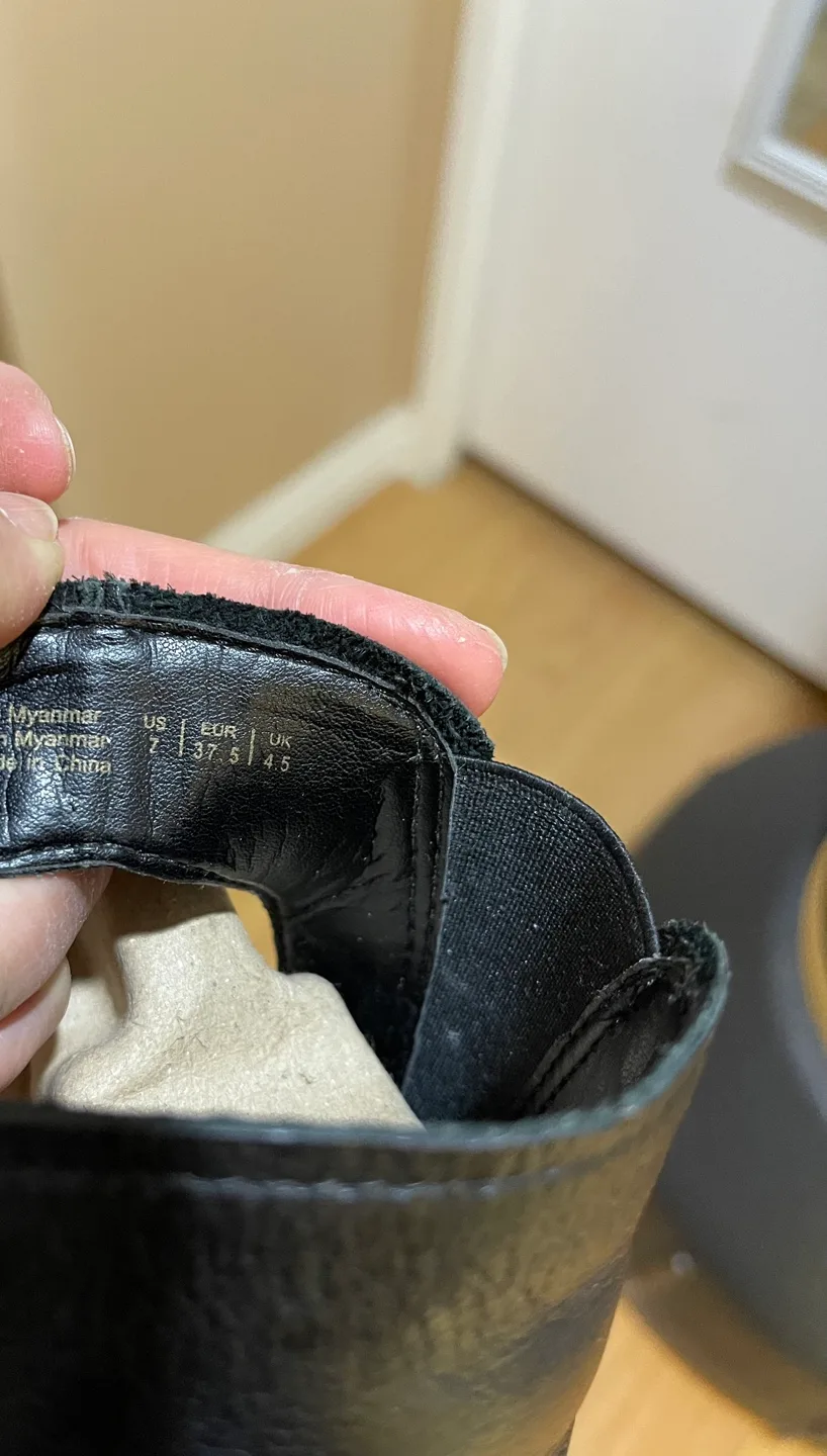 ALDO Black Leather Peep-Toe Booties, Size US 7 image indicator(3)