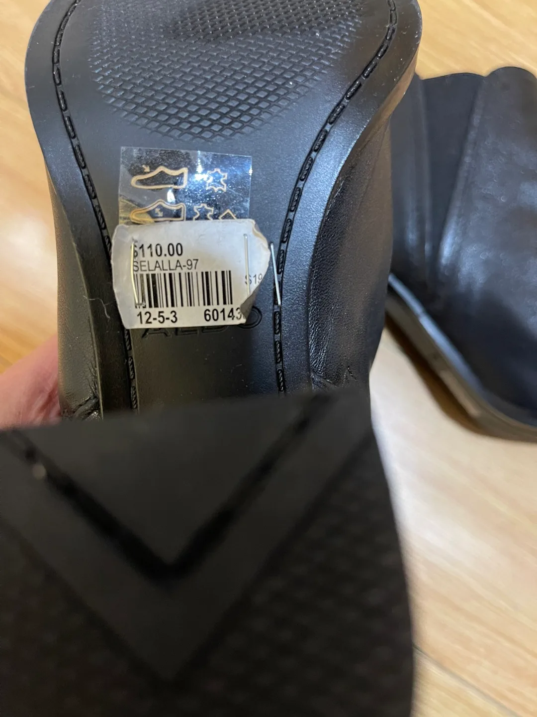 ALDO Black Leather Peep-Toe Booties, Size US 7 image indicator(4)