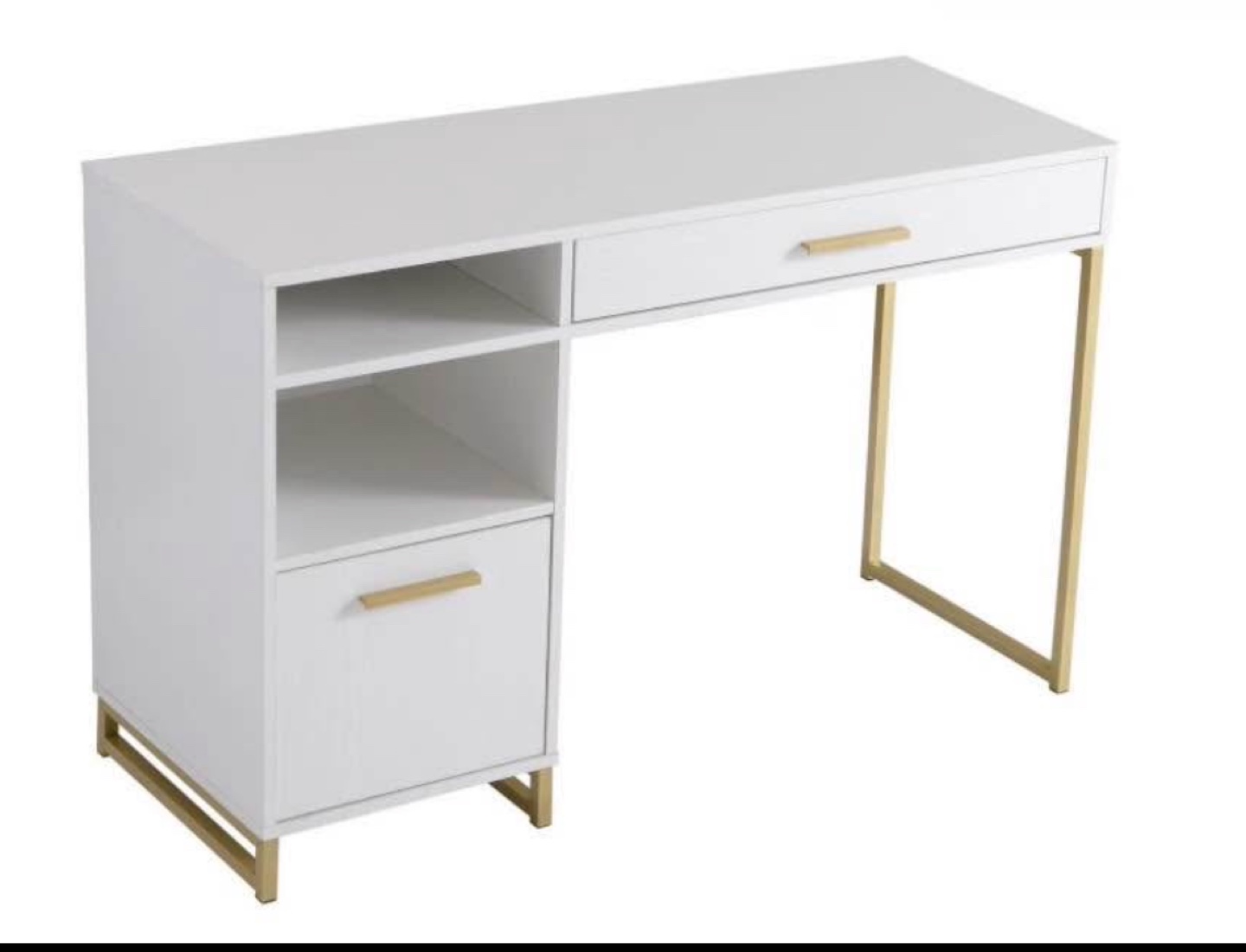 White and Gold Desk with Storage - photo 2