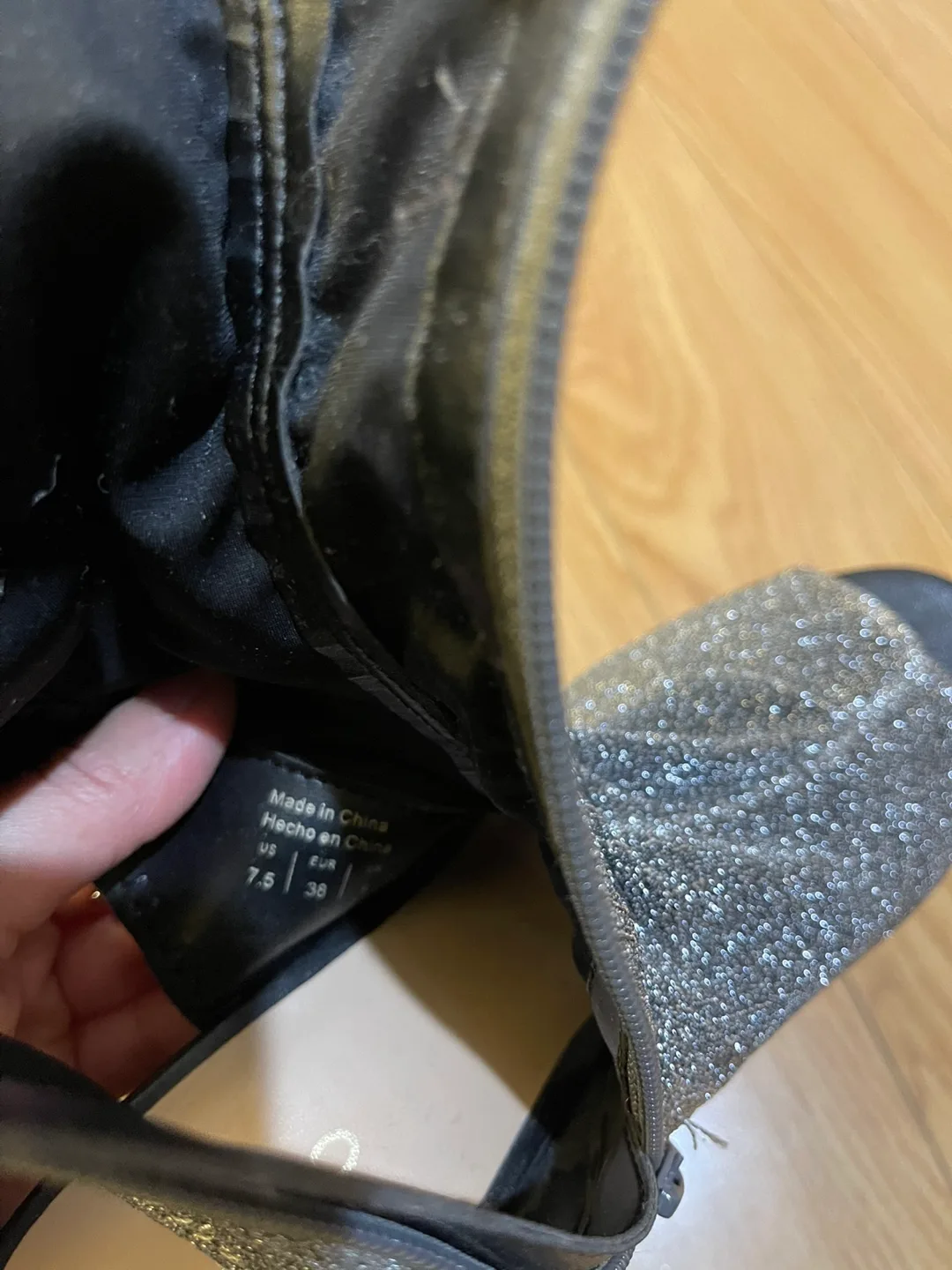 Aldo Silver Glitter Peep Toe Booties - Size 7.5 image indicator(4)