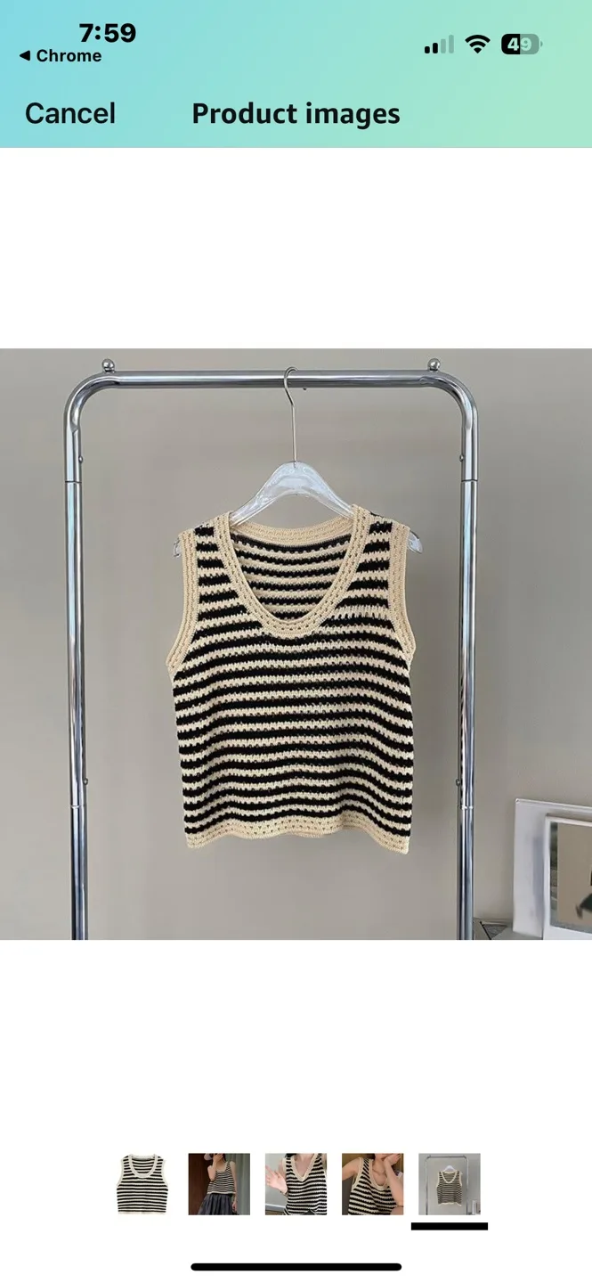Striped Knit Sleeveless Top image indicator(2)