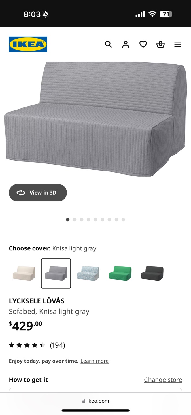IKEA LYCKSELE LÖVAS Sofa Bed - Knisa Light Gray - photo 3
