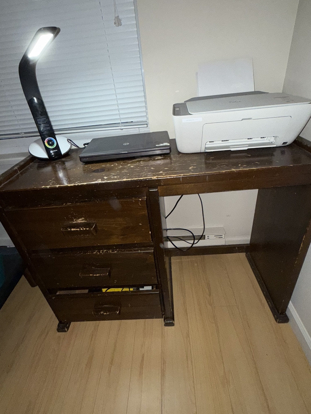 Vintage Wooden Desk with Three Drawers #freecycle - photo 3