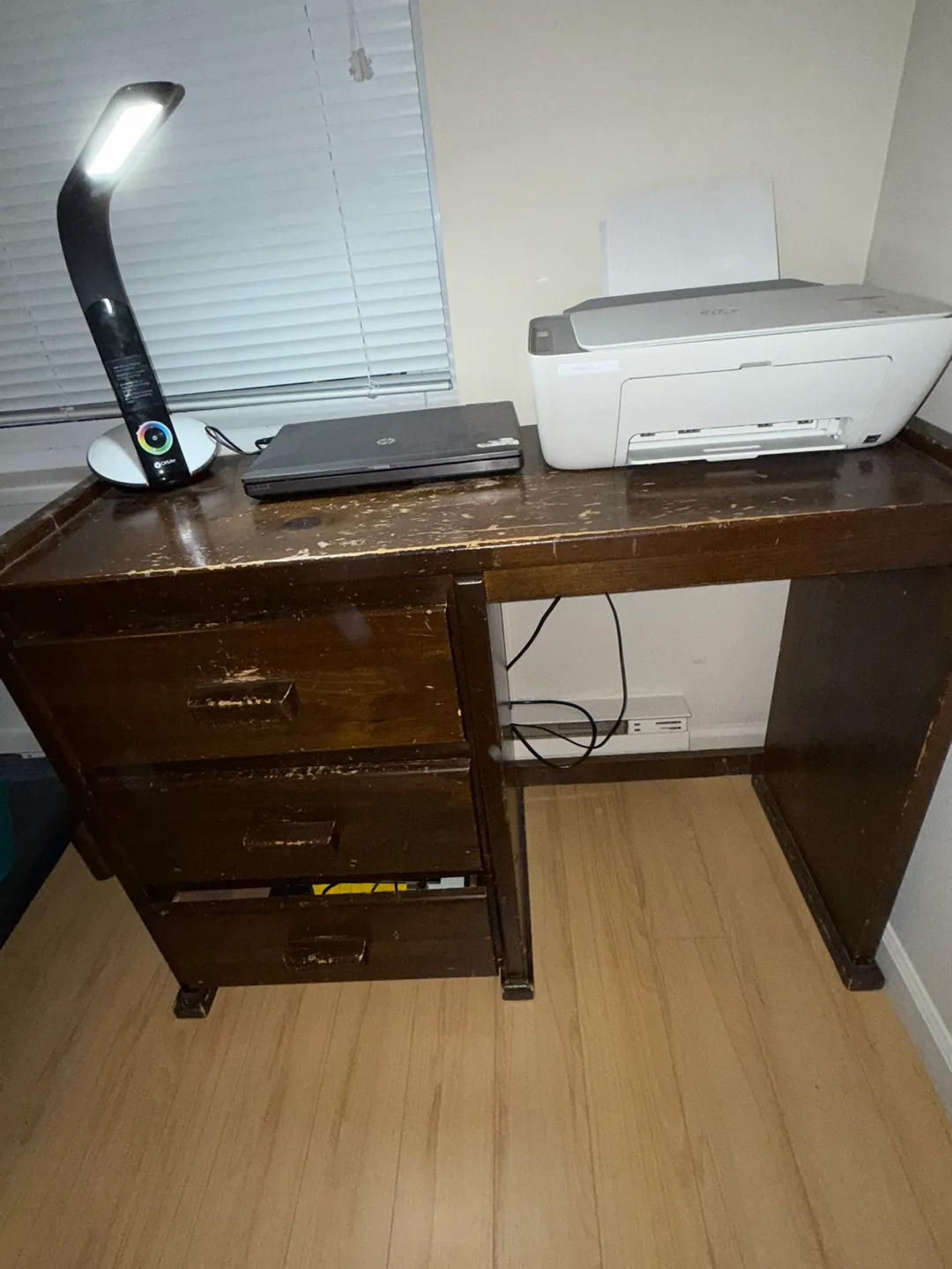 Vintage Wooden Desk with Three Drawers #freecycle image indicator(3)