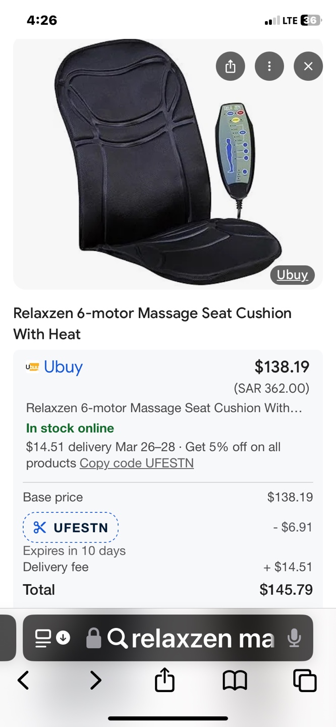 Relaxzen 6-Motor Heated Massage Seat Cushion - photo 5