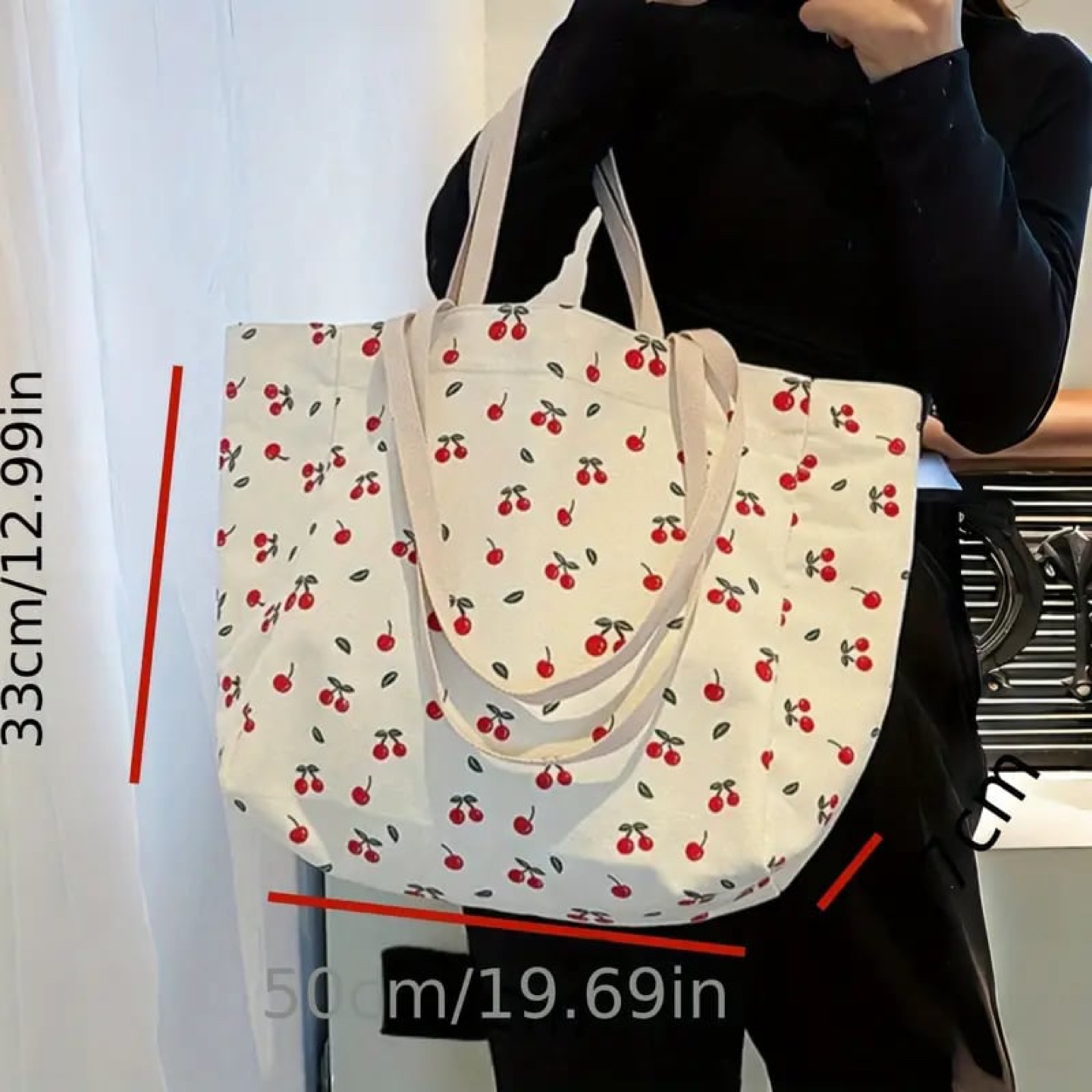 Large Cherry Print Tote Bag - photo 2
