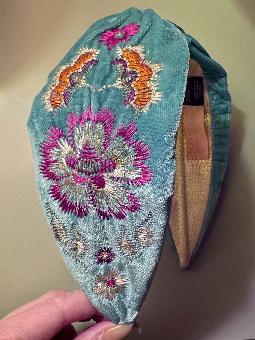 Embroidered Velvet Headband