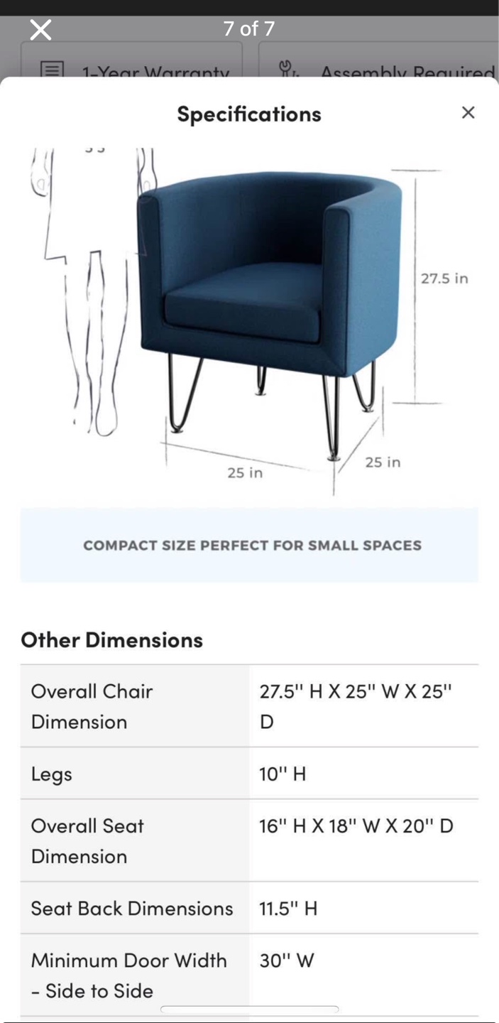 Dark Gray Accent Chair with Black Legs - photo 5