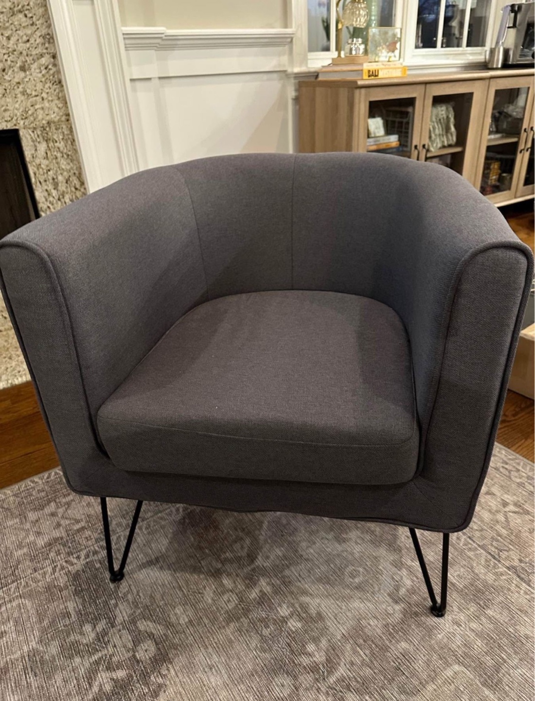 Dark Gray Accent Chair with Black Legs
