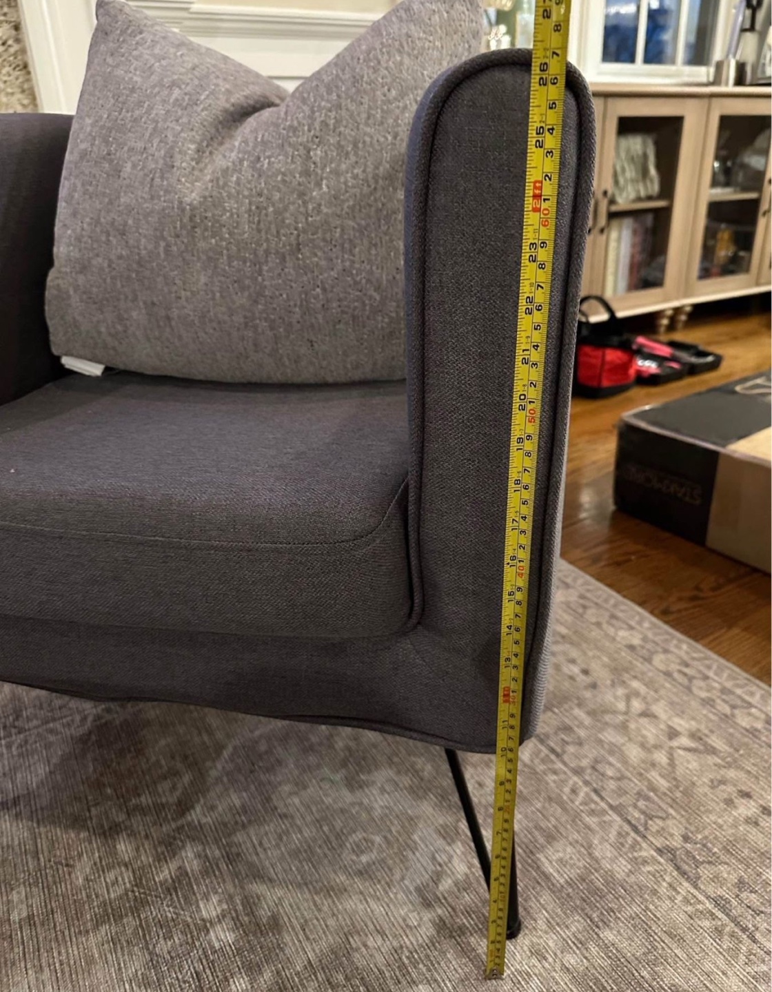 Dark Gray Accent Chair with Black Legs - photo 3