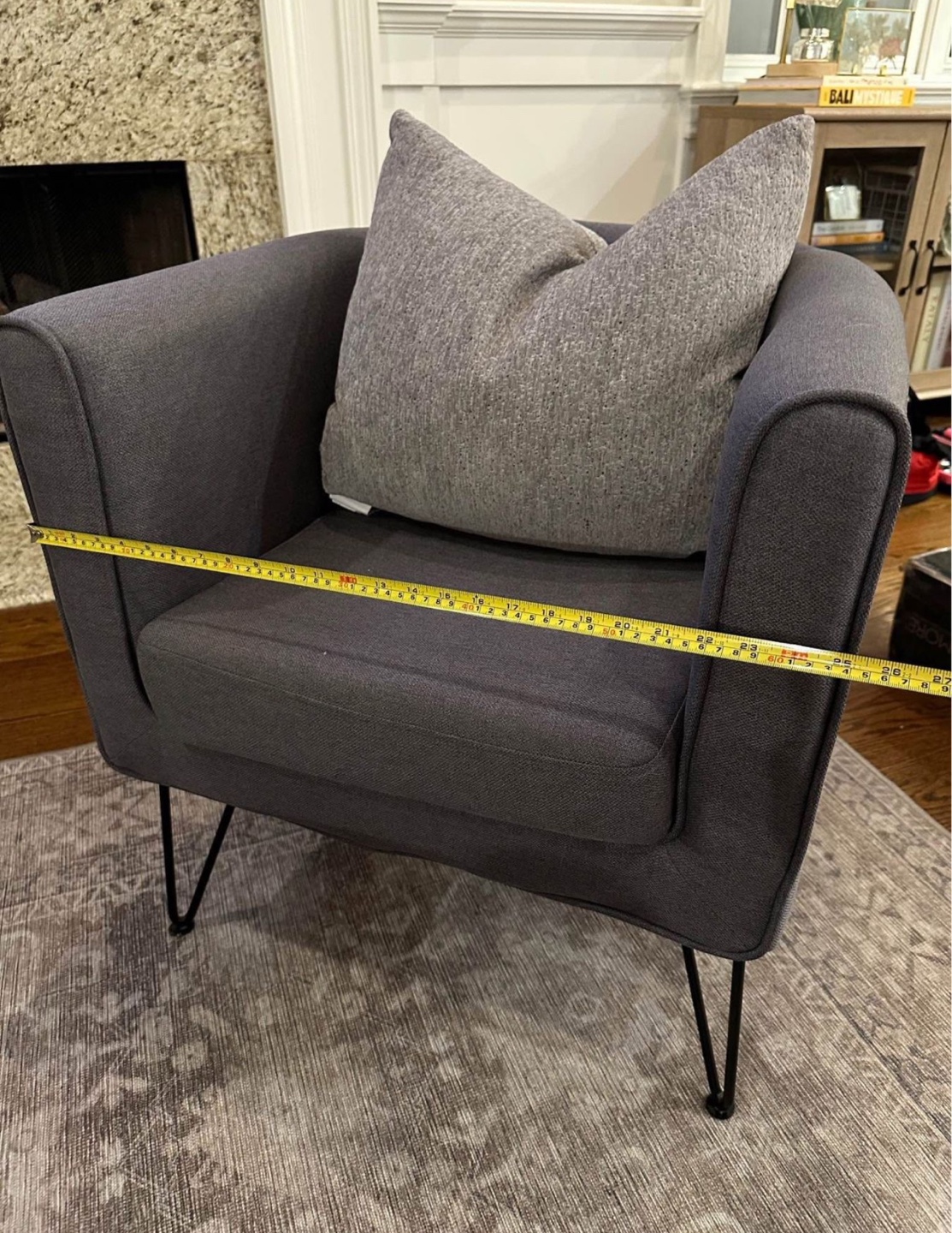 Dark Gray Accent Chair with Black Legs - photo 4