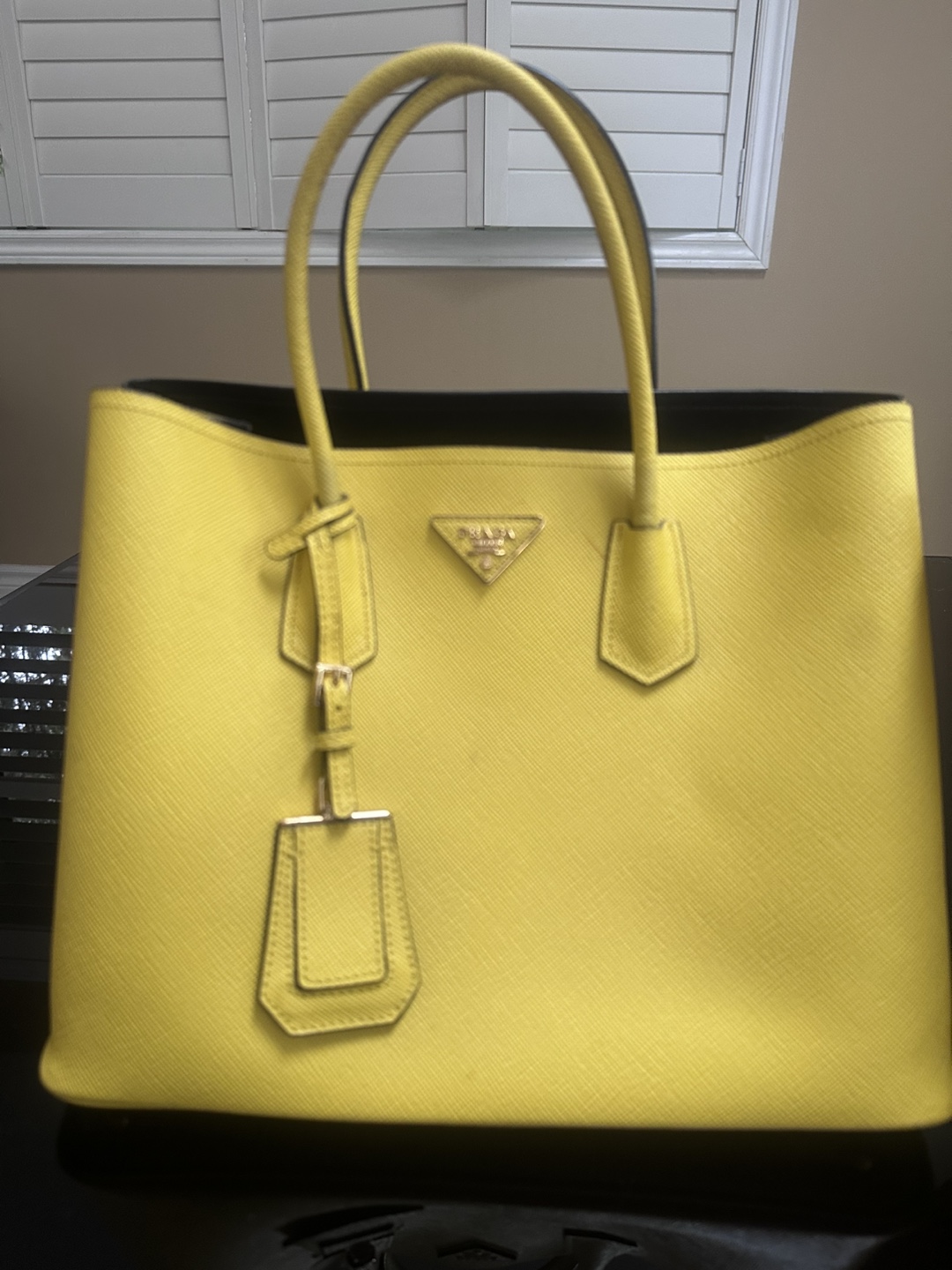 Prada Yellow Leather Tote Bag