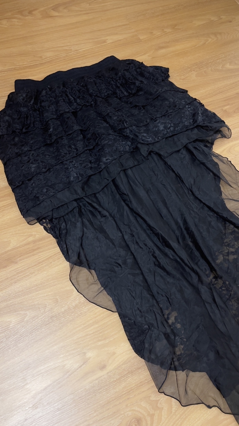 Black Lace High-Low Ruffle Skirt - photo 3