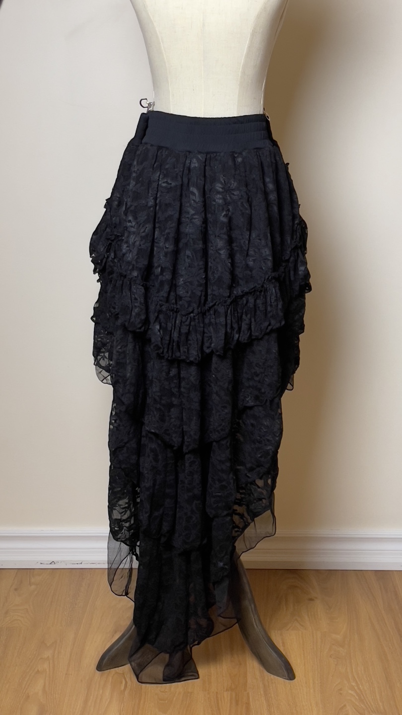 Black Lace High-Low Ruffle Skirt - photo 2