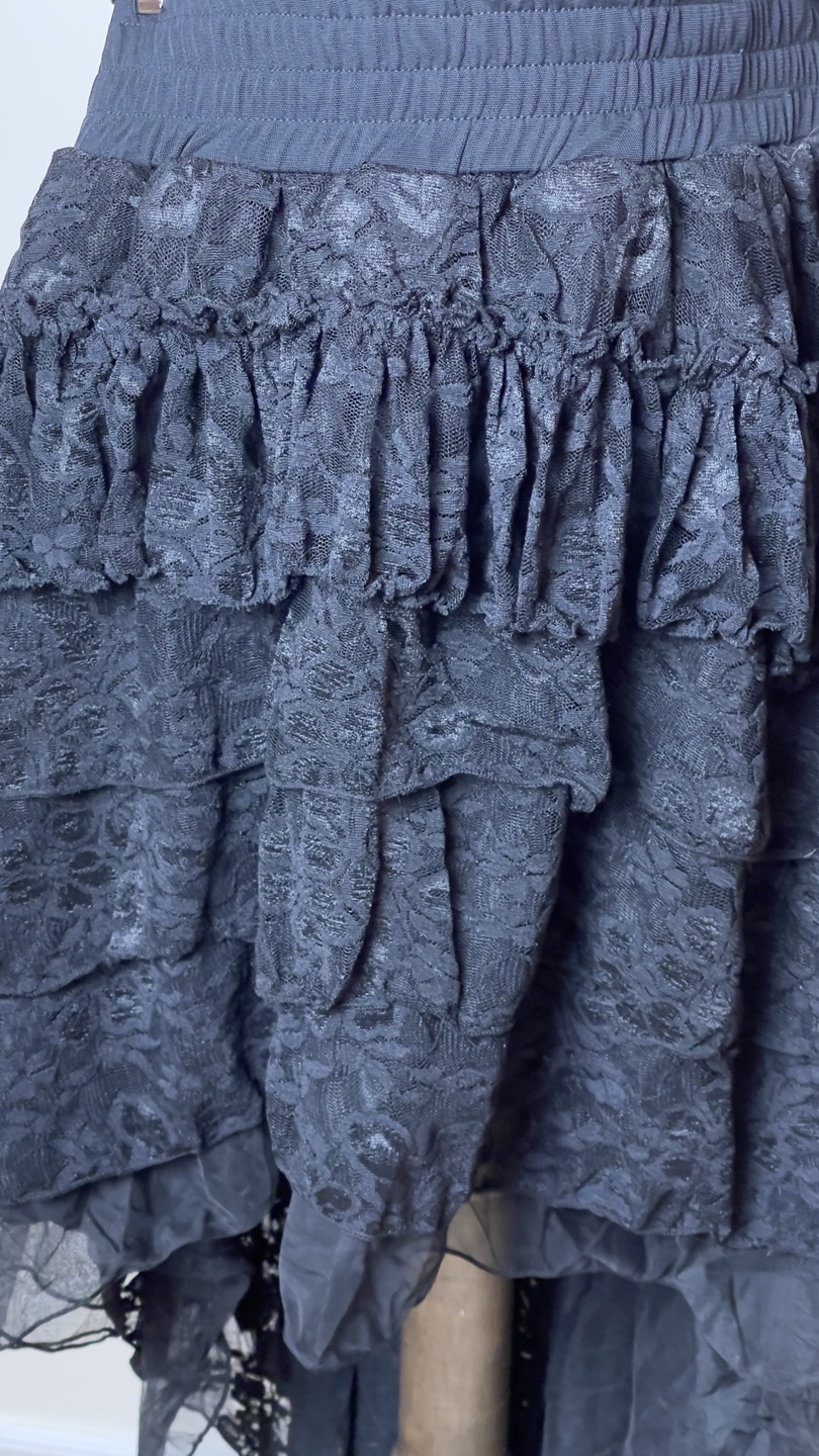 Black Lace High-Low Ruffle Skirt - photo 4