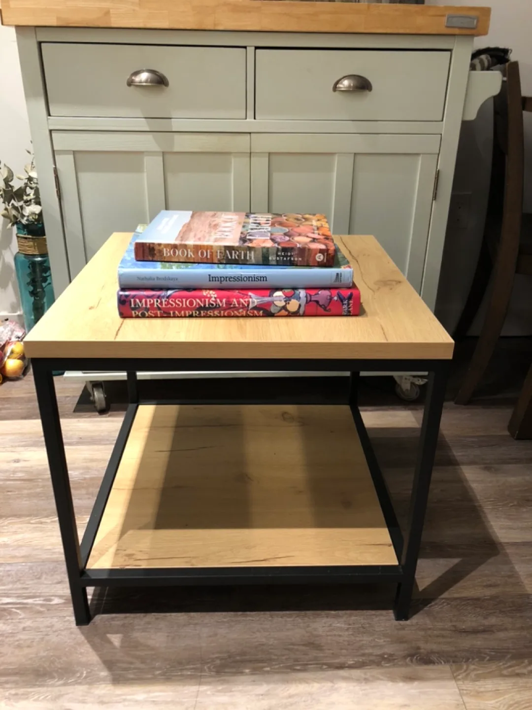 Two-Tiered Side Table with Metal Frame thumbnail