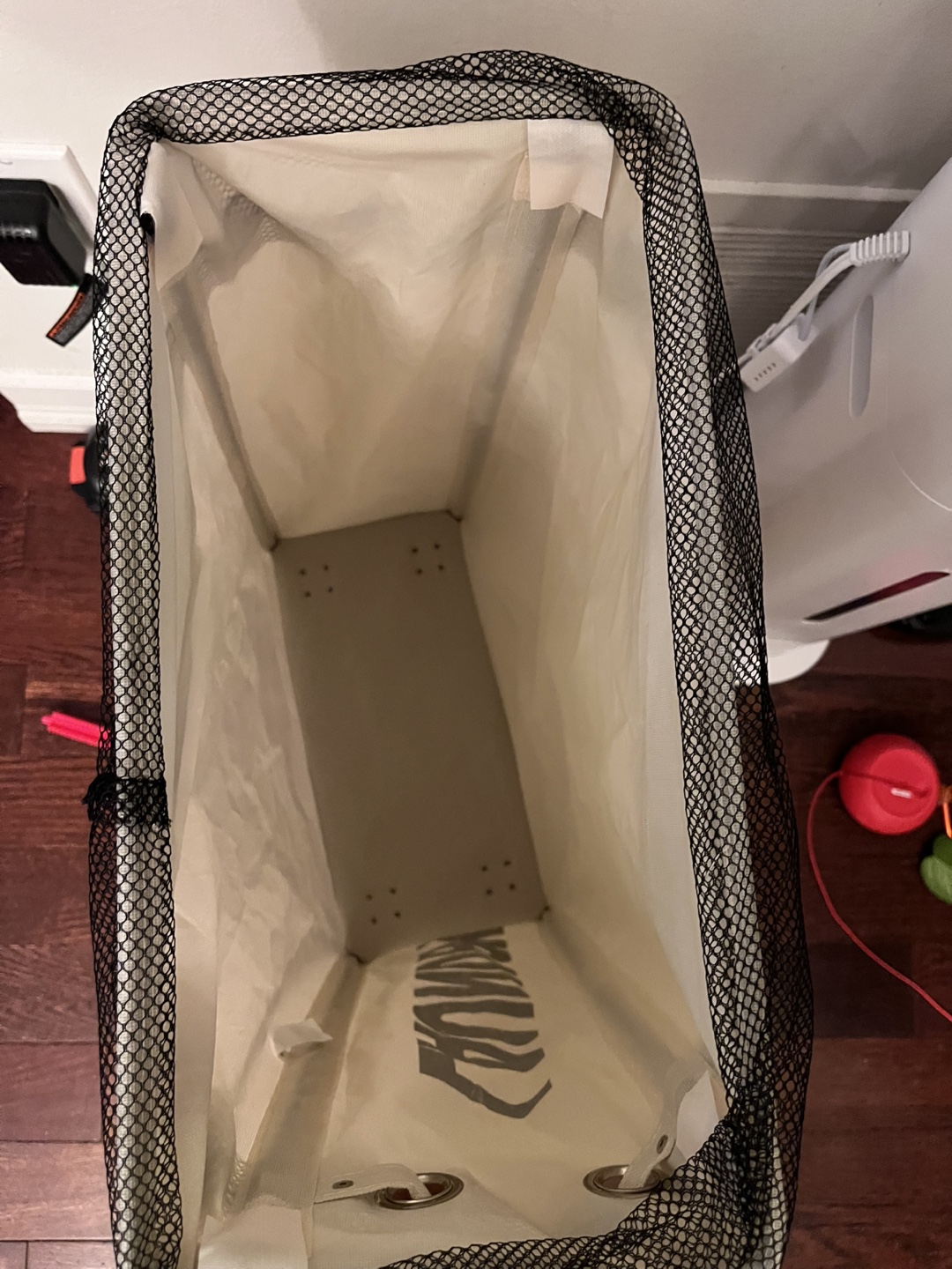 Beige Laundry Hamper with Mesh Top - photo 2