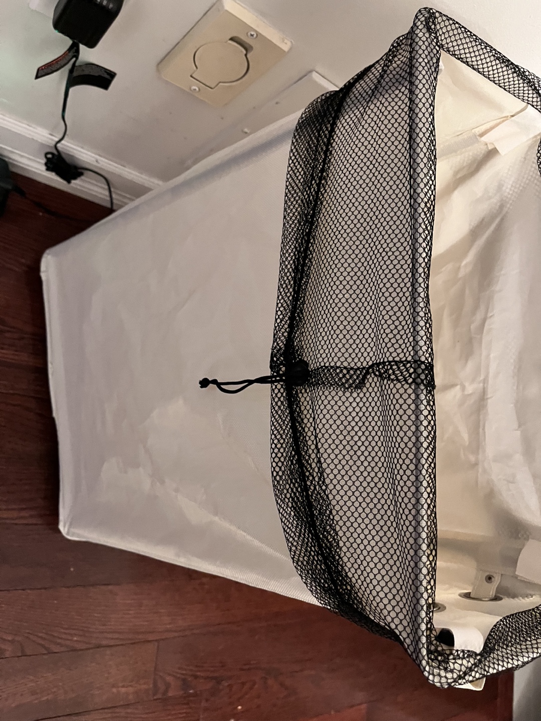 Beige Laundry Hamper with Mesh Top - photo 3