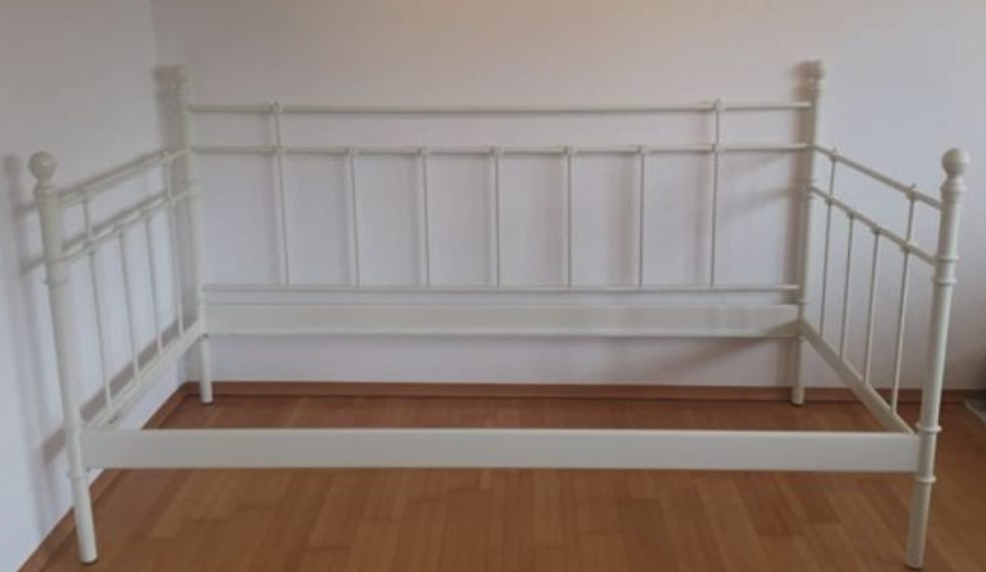 IKEA single white metal Day bed with new mattress - photo 2