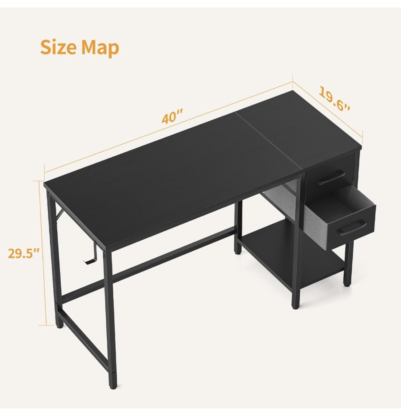 Black computer Desk with two drawer