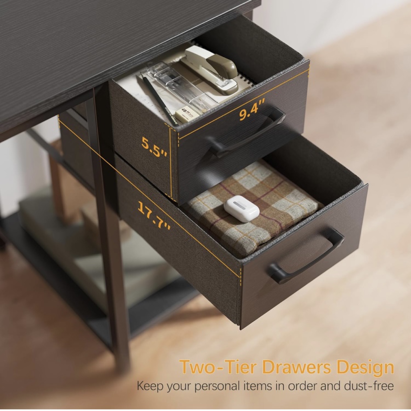 Black computer Desk with two drawer - photo 3