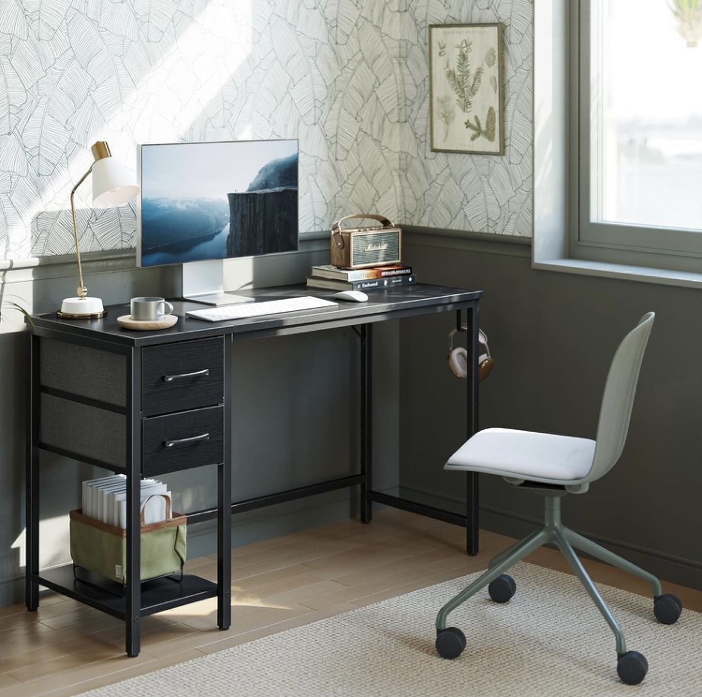 Black computer Desk with two drawer - photo 2